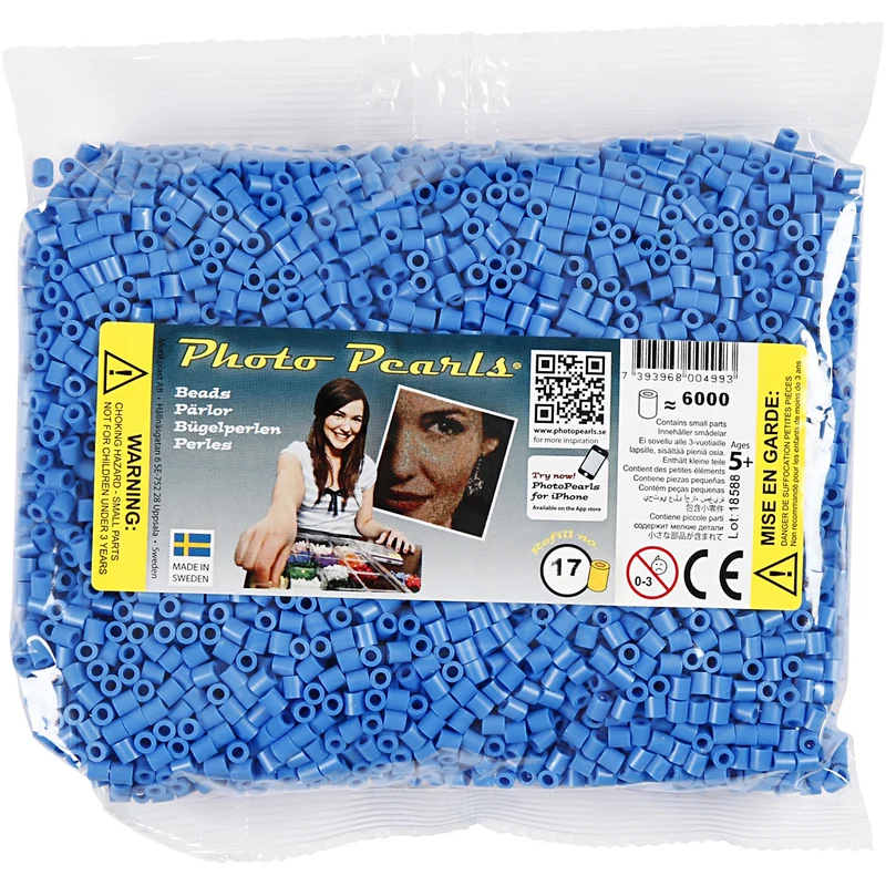 Fotoperlen, Größe 5x5 mm, Lochgröße 2,5 mm, medium, Blau (17), 6000 Stk/ 1 Pck [HOB-75517]