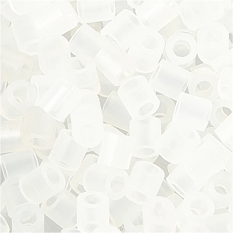 Bügelperlen, Größe 5x5 mm, Lochgröße 2,5 mm, medium, Transparent Weiß (32264), 1100 Stk/ 1 Pck [HOB-751320]
