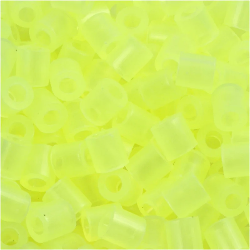Bügelperlen, Größe 5x5 mm, Lochgröße 2,5 mm, medium, Neongelb (32223), 6000 Stk/ 1 Pck [HOB-751281]
