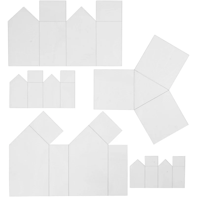 Formmatten, Häuser und Dreiecke, H 6-14,5 cm, Dicke 0,5 mm, Transparent, 5 Stk/ 1 Pck [HOB-78643]