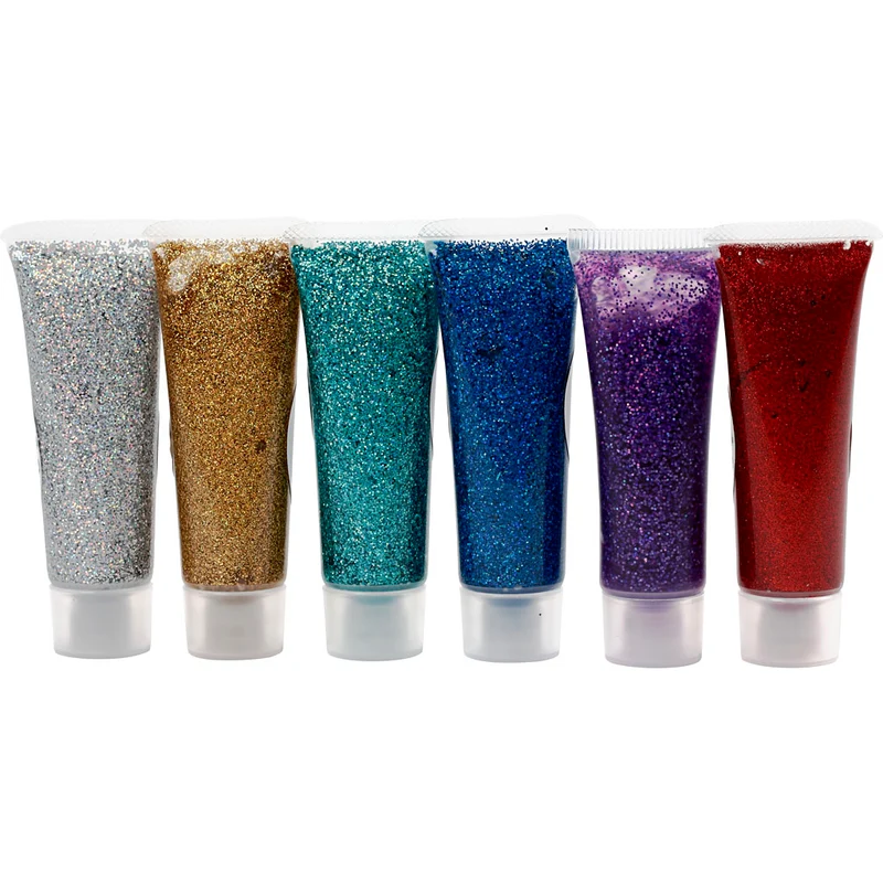 Glitter-Gel, Sortierte Farben, 6x18 ml/ 1 Pck [HOB-76142]
