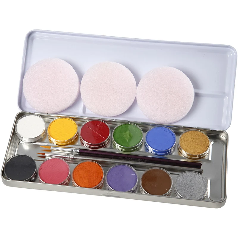 Eulenspiegel Gesichtsschminke, Sortierte Farben, 12 Farbe/ 1 Set [HOB-76136]