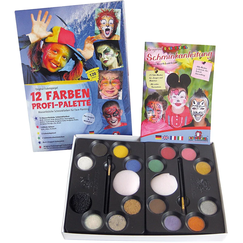 Wasserschminke-Set mit Schritt-für-Schritt-Anleitung, Sortierte Farben, 1 Set [HOB-76131]