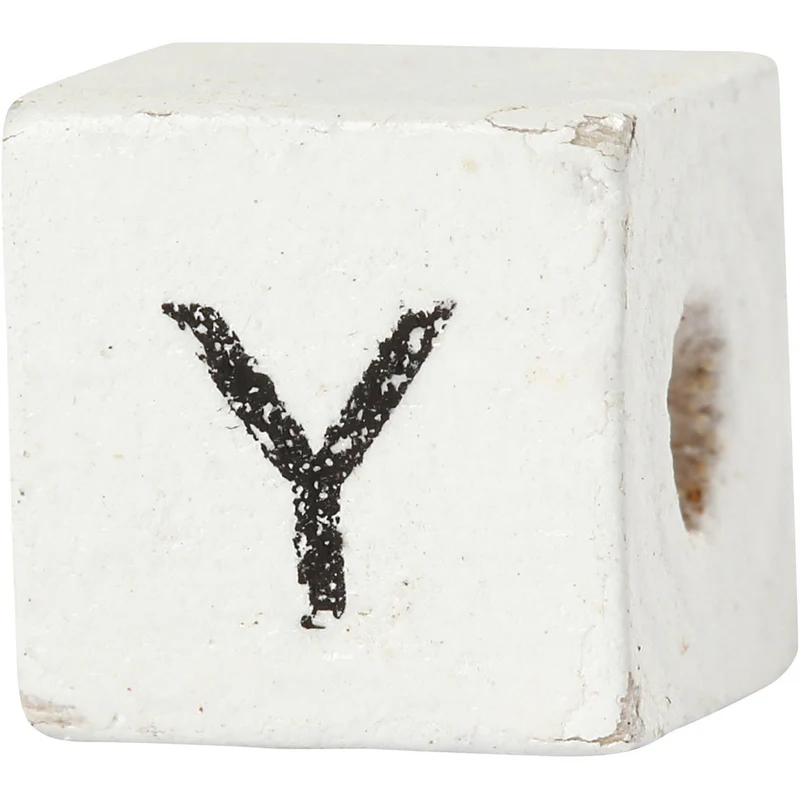 Buchstaben-Perle, Y, Größe 8x8 mm, Lochgröße 3 mm, Weiß, 25 Stk/ 1 Pck [HOB-68975]