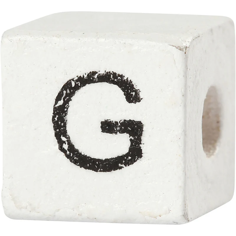 Buchstaben-Perle, G, Größe 8x8 mm, Lochgröße 3 mm, Weiß, 25 Stk/ 1 Pck [HOB-68957]