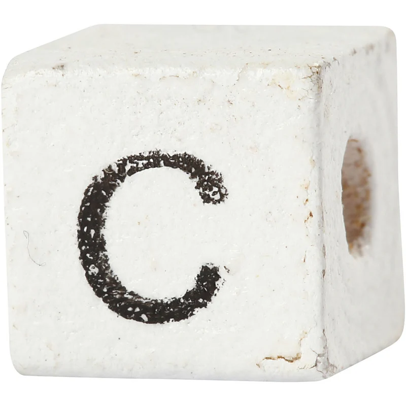 Buchstaben-Perle, C, Größe 8x8 mm, Lochgröße 3 mm, Weiß, 25 Stk/ 1 Pck [HOB-68953]