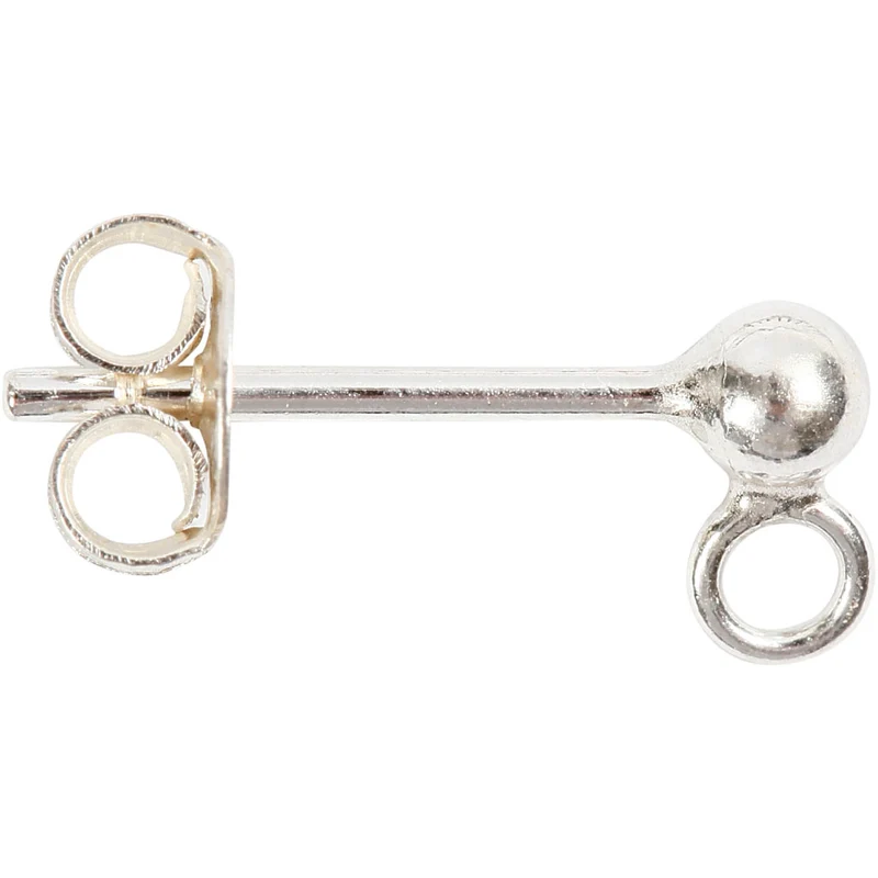 Ohrstecker-Stift, L 13 mm, Silber, 10 Stk/ 1 Pck [HOB-60844]