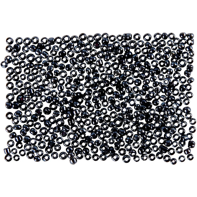 Rocailleperlen, D 1,7 mm, Größe 15/0, Lochgröße 0,5-0,8 mm, Dunkelgrau, 500 g/ 1 Btl. [HOB-68682]