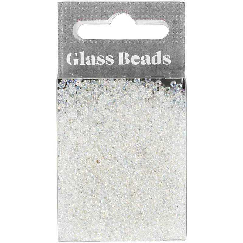 Rocailleperlen, D 1,7 mm, Größe 15/0, Lochgröße 0,5-0,8 mm, Transparent, 25 g/ 1 Pck [HOB-686800]