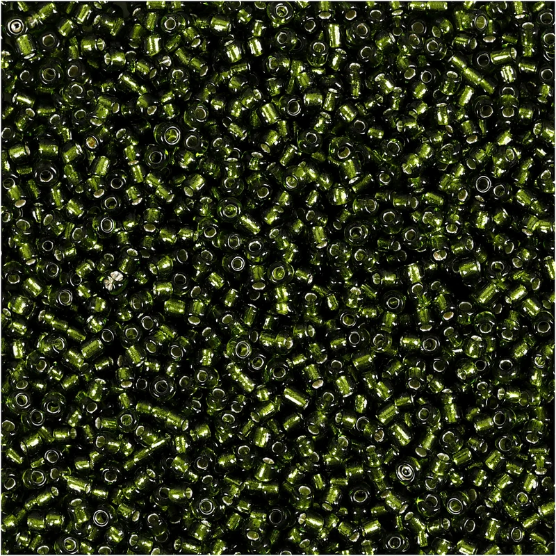 Rocailleperlen, D 1,7 mm, Größe 15/0, Lochgröße 0,5-0,8 mm, Grasgrün, 25 g/ 1 Pck [HOB-686760]