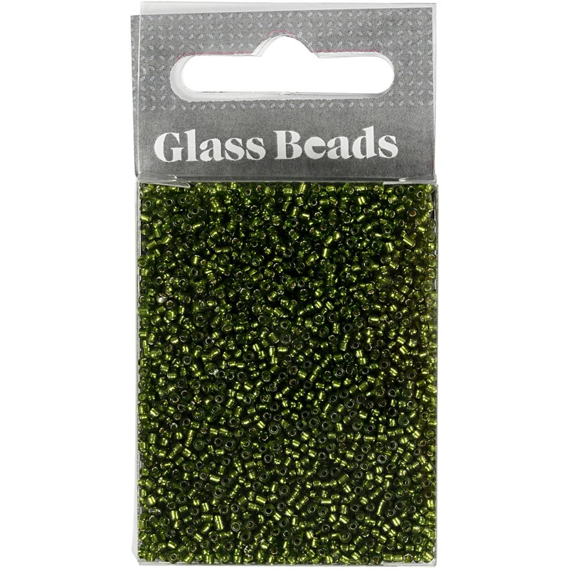 Rocailleperlen, D 1,7 mm, Größe 15/0, Lochgröße 0,5-0,8 mm, Grasgrün, 25 g/ 1 Pck [HOB-686760]