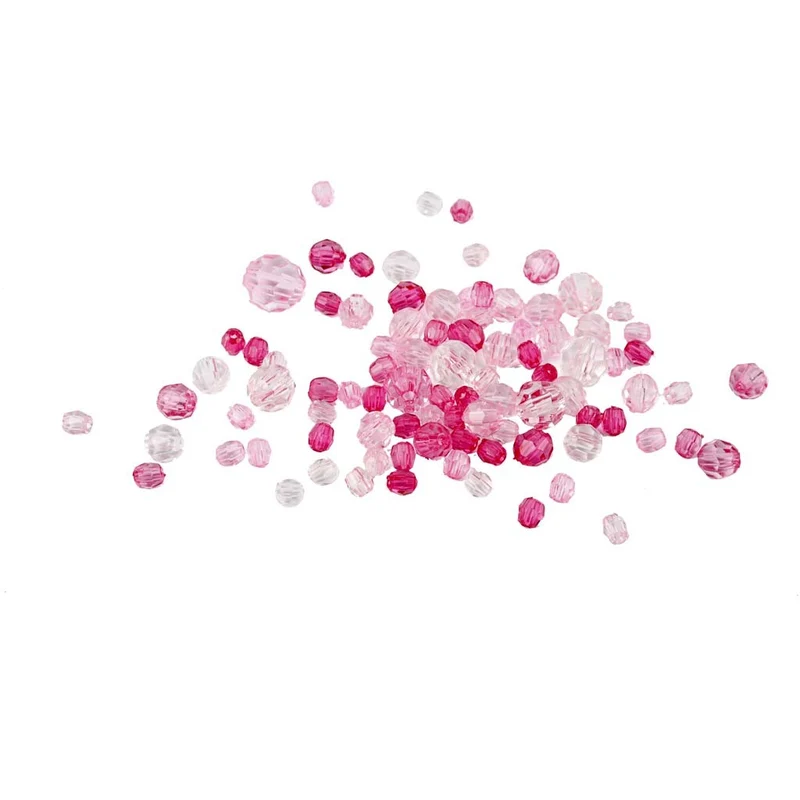 Facettenperlen-Mix, Größe 4-12 mm, Lochgröße 1-2,5 mm, Pink, 45g/ 1 Pck [HOB-618841]