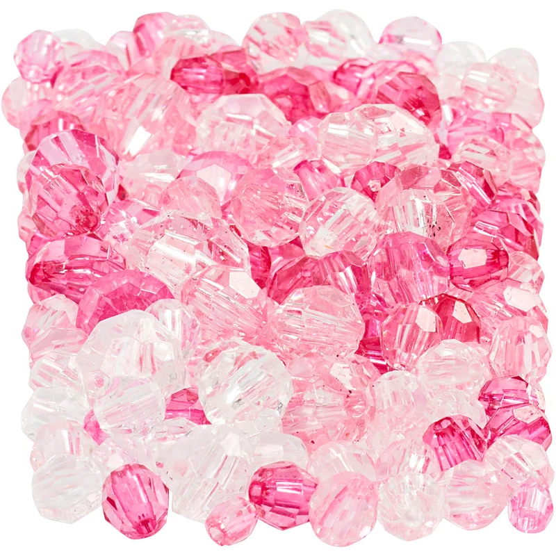 Facettenperlen, Größe 4-12 mm, Lochgröße 1-2,5 mm, ca. 860 Stk, Pink (081), 250 g/ 1 Pck [HOB-61884]