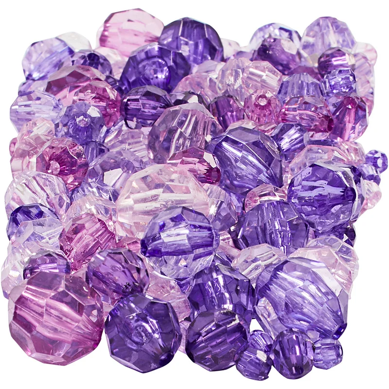 Facettenperlen, Größe 4-12 mm, Lochgröße 1-2,5 mm, ca. 860 Stk, Flieder, 250 g/ 1 Pck [HOB-61883]