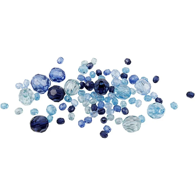 Facettenperlen, Größe 4-12 mm, Lochgröße 1-2,5 mm, ca. 170 Stk, Harmonie in Blau, 45 g/ 1 Pck [HOB-618821]