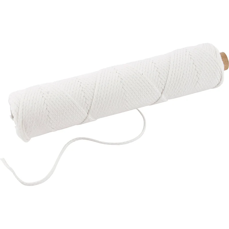 Docht , Geeignet für getauchte Kerzen (Durchm. 22–30 mm) und geformte Kerzen (Durchm. 60–80 mm) , 100 g, 50 m/ 1 Rolle [HOB-73320]