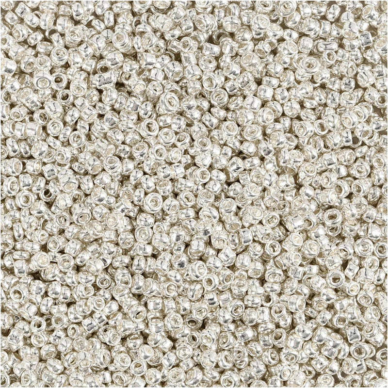 Rocailleperlen, D 1,7 mm, Größe 15/0, Lochgröße 0,5-0,8 mm, Silver Metall, 25 g/ 1 Pck [HOB-686720]