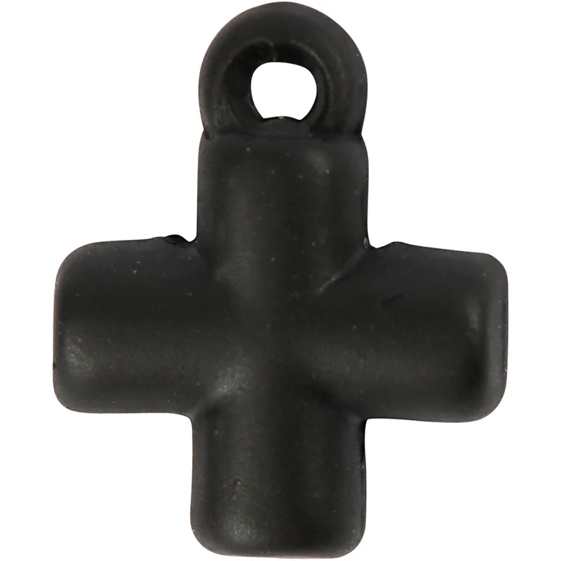 Kreuz, Schwarz, Größe 10x10 mm, Lochgröße 1,5 mm, 4 Stk/ 1 Pck [HOB-60587]