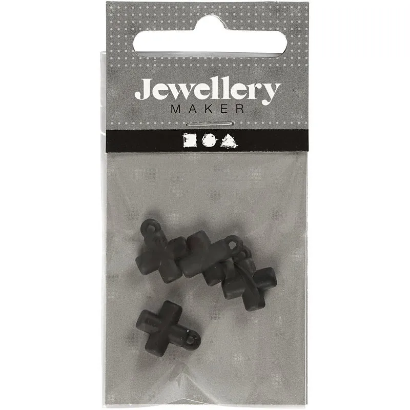 Kreuz, Schwarz, Größe 10x10 mm, Lochgröße 1,5 mm, 4 Stk/ 1 Pck [HOB-60587]