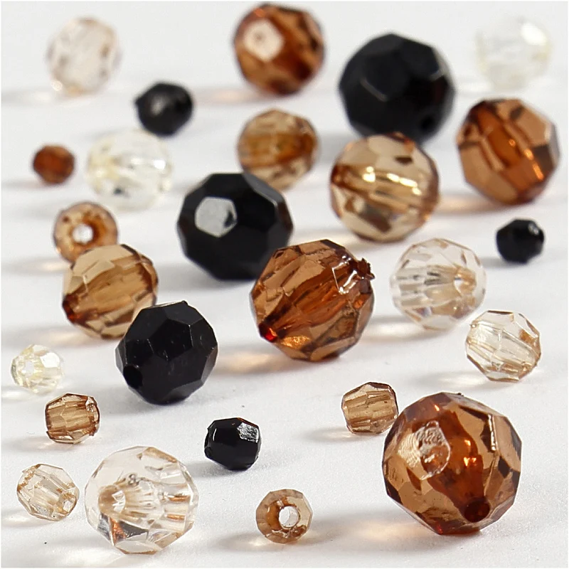 Facettenperlen, Größe 4-12 mm, Lochgröße 1-2,5 mm, ca. 860 Stk, Golden, 250 g/ 1 Pck [HOB-61880]