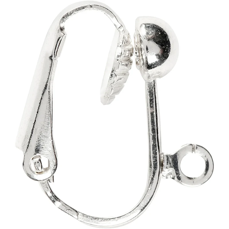 Clip-on-Ohrring, L 16,5 mm, B 1,5 mm, Lochgröße 1,6 mm, Versilbert, 40 Stk/ 1 Pck [HOB-60317]