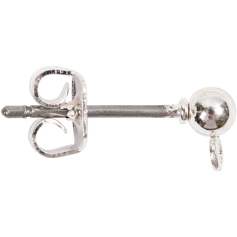 Ohrstecker-Stift, L 13 mm, Versilbert, 100 Stk/ 1 Pck [HOB-603101]