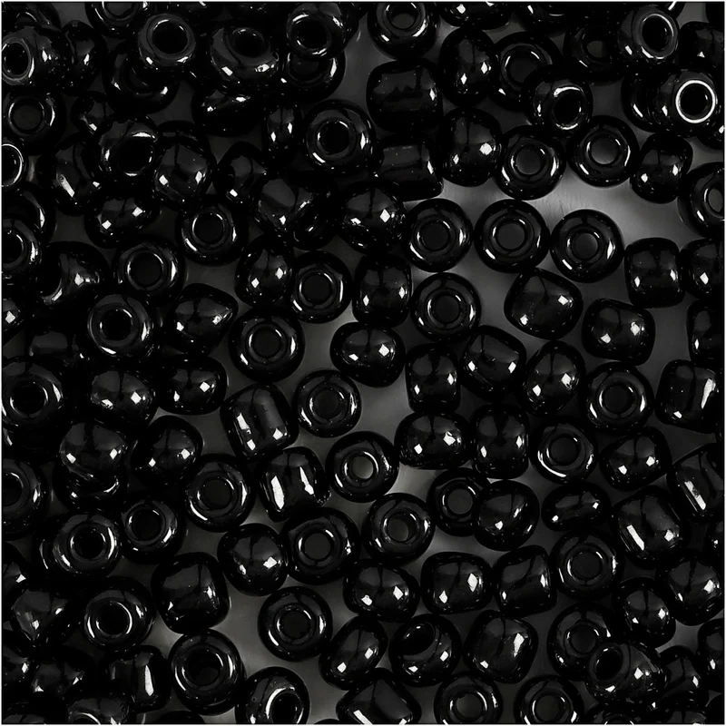 Rocailleperlen, D 4 mm, Größe 6/0, Lochgröße 0,9-1,2 mm, Schwarz, 25 g/ 1 Pck [HOB-682811]