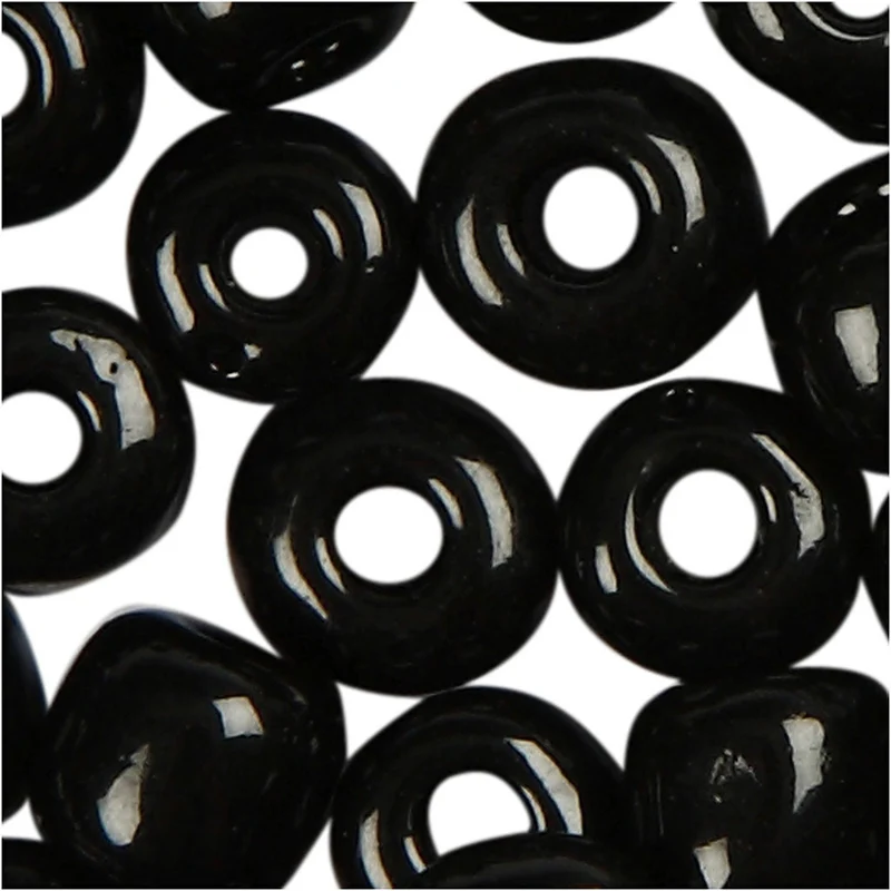 Rocailleperlen, D 4 mm, Größe 6/0, Lochgröße 0,9-1,2 mm, Schwarz, 25 g/ 1 Pck [HOB-682811]