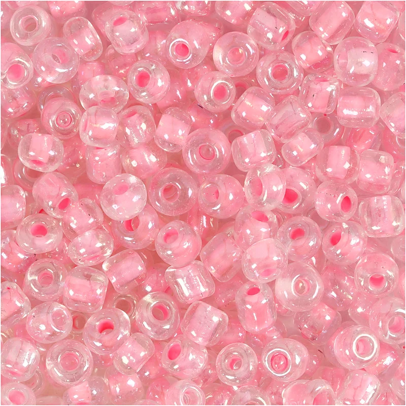 Rocailleperlen, D 4 mm, Größe 6/0, Lochgröße 0,9-1,2 mm, Rosa, 25 g/ 1 Pck [HOB-682781]