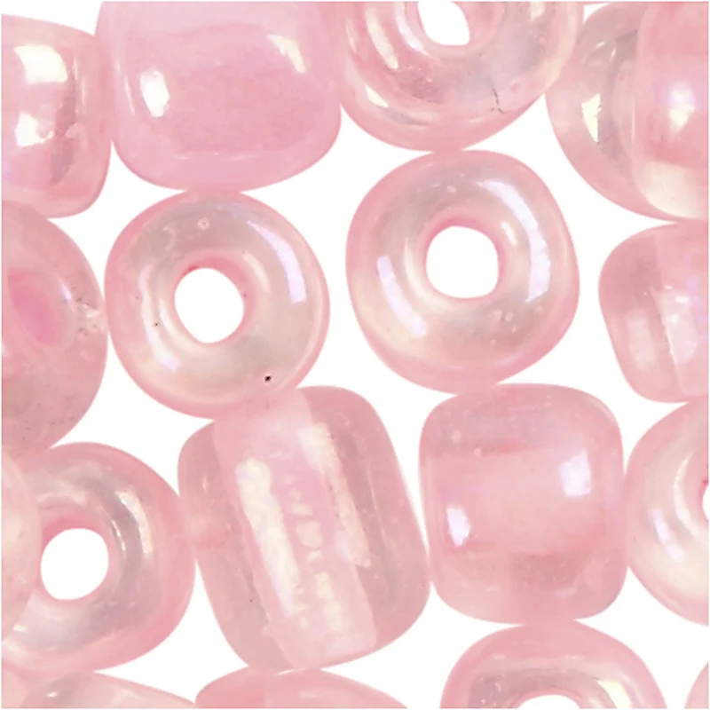 Rocailleperlen, D 4 mm, Größe 6/0, Lochgröße 0,9-1,2 mm, Rosa, 25 g/ 1 Pck [HOB-682781]
