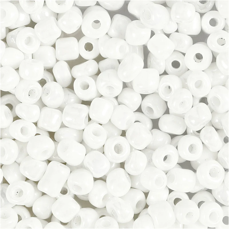 Rocailleperlen, D 4 mm, Größe 6/0, Lochgröße 0,9-1,2 mm, Perlmuttweiß, 25 g/ 1 Pck [HOB-682751]