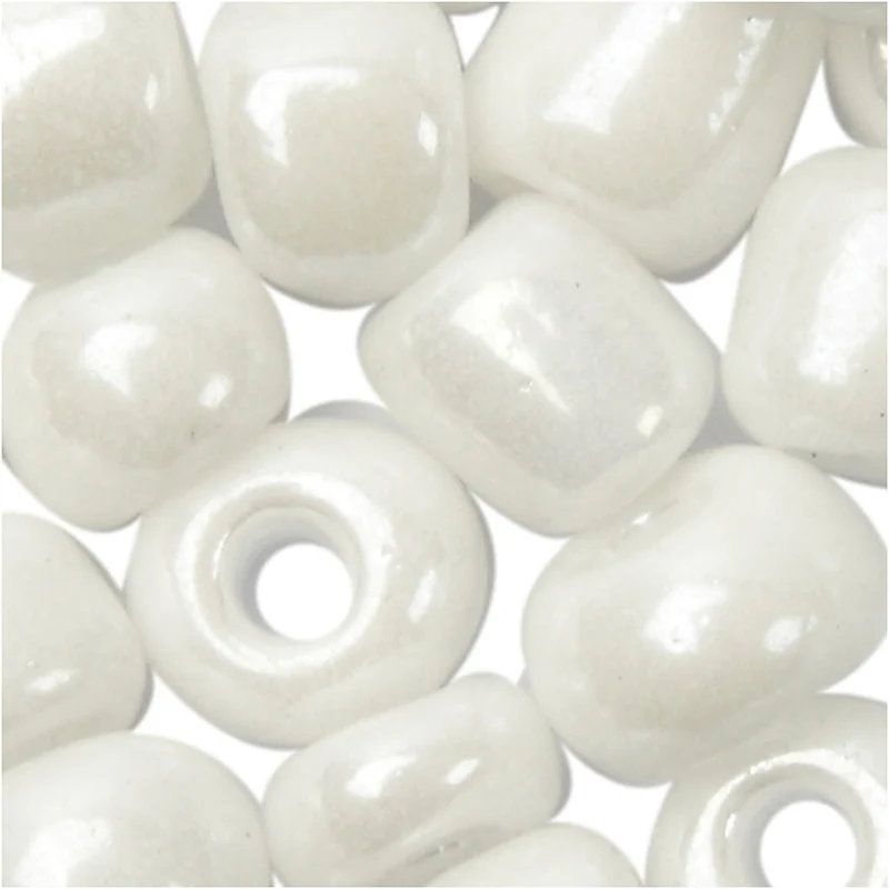 Rocailleperlen, D 4 mm, Größe 6/0, Lochgröße 0,9-1,2 mm, Perlmuttweiß, 25 g/ 1 Pck [HOB-682751]