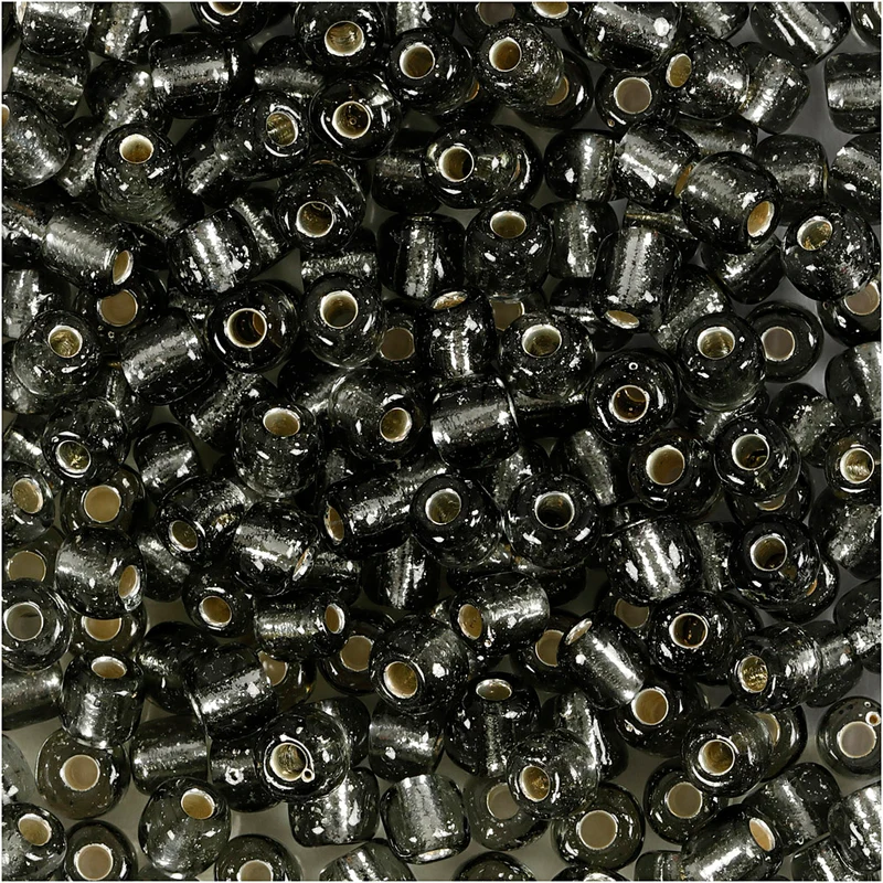 Rocailleperlen, D 4 mm, Größe 6/0, Lochgröße 0,9-1,2 mm, Grau transparent, 25 g/ 1 Pck [HOB-682741]