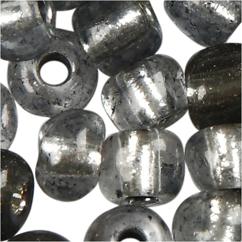 Rocailleperlen, D 4 mm, Größe 6/0, Lochgröße 0,9-1,2 mm, Grau transparent, 25 g/ 1 Pck [HOB-682741]