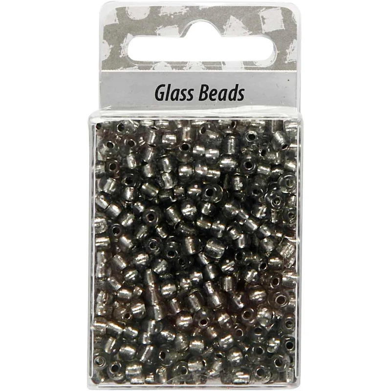 Rocailleperlen, D 4 mm, Größe 6/0, Lochgröße 0,9-1,2 mm, Grau transparent, 25 g/ 1 Pck [HOB-682741]
