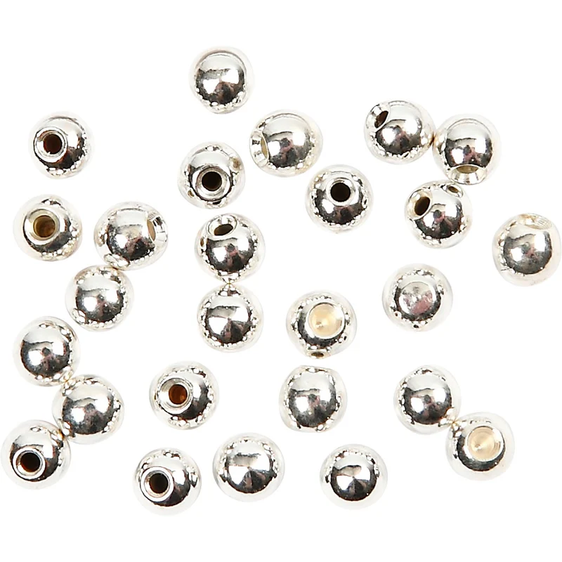 Endkugeln für Memory-Draht, D 3 mm, Lochgröße 1 mm, Versilbert, 20 Stk/ 1 Pck [HOB-60280]