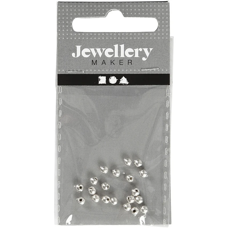 Endkugeln für Memory-Draht, D 3 mm, Lochgröße 1 mm, Versilbert, 20 Stk/ 1 Pck [HOB-60280]