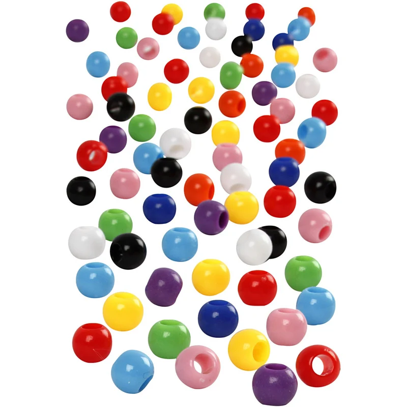 Pony-Perlen, D 6 mm, Lochgröße 3 mm, ca. 3830 Stk, Sortierte Farben, 425 g, 700 ml/ 1 Dose [HOB-61831]