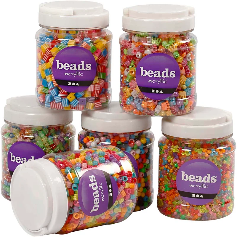 Perlen-Mix, Größe 7-10 mm, Lochgröße 2-4 mm, ca. 2400 g, Sortierte Farben, 6x700 ml/ 1 Pck [HOB-61827]