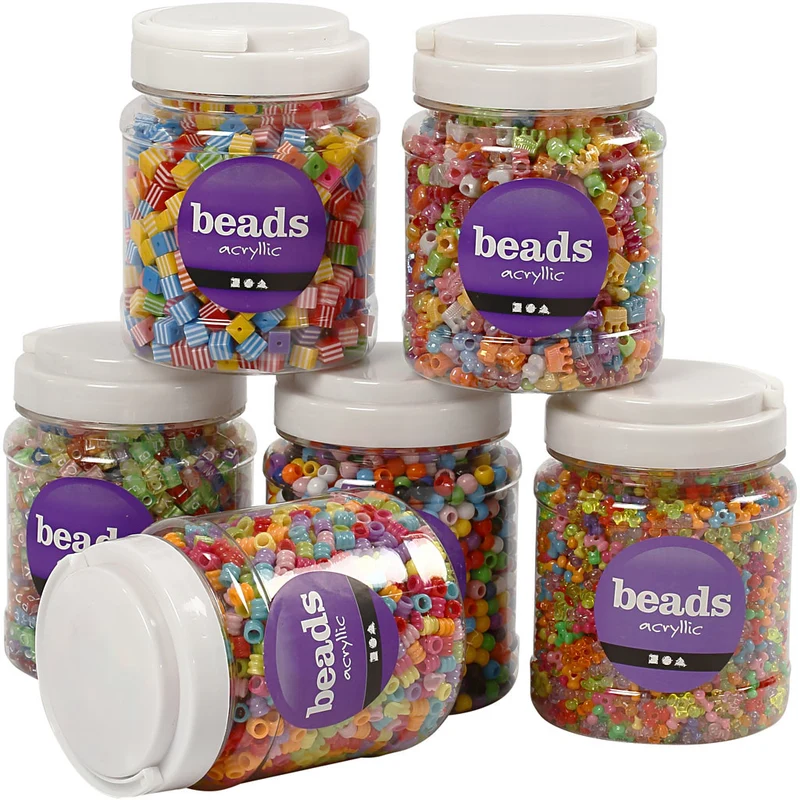 Perlen-Mix, Größe 7-10 mm, Lochgröße 2-4 mm, ca. 2400 g, Sortierte Farben, 6x700 ml/ 1 Pck [HOB-61827]