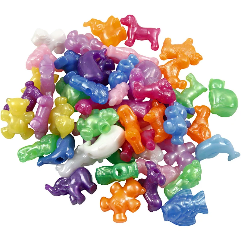 Kunststoffperlen-Mix Figuren, Größe 25 mm, Lochgröße 4 mm, ca. 220 Stk, Perlmuttfarben, 700 ml/ 1 Dose [HOB-61823]