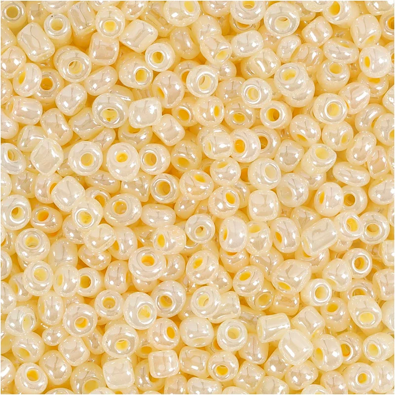 Rocailleperlen, D 3 mm, Größe 8/0, Lochgröße 0,6-1,0 mm, Elfenbein, 500 g/ 1 Pck [HOB-682732]