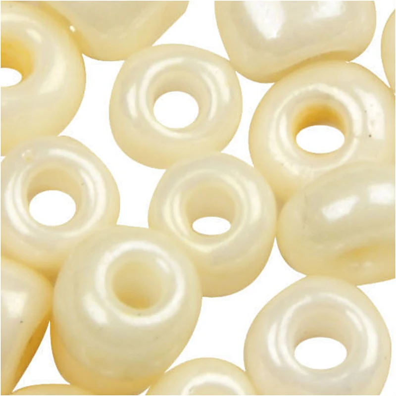 Rocailleperlen, D 3 mm, Größe 8/0, Lochgröße 0,6-1,0 mm, Elfenbein, 500 g/ 1 Pck [HOB-682732]