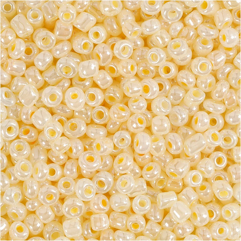Rocailleperlen, D 3 mm, Größe 8/0, Lochgröße 0,6-1,0 mm, Elfenbein, 25 g/ 1 Pck [HOB-682731]