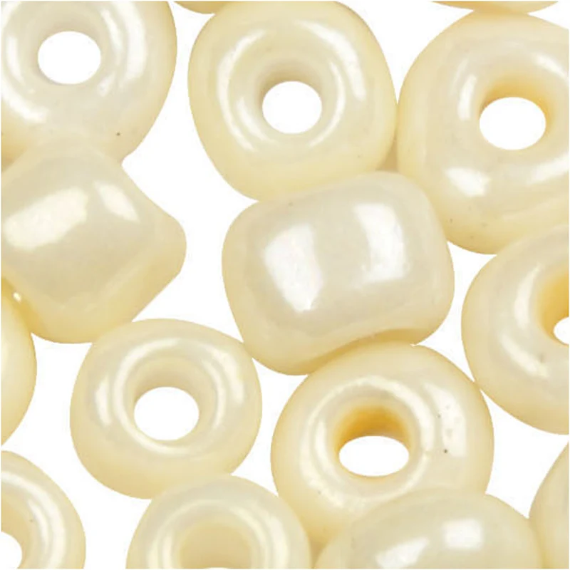 Rocailleperlen, D 3 mm, Größe 8/0, Lochgröße 0,6-1,0 mm, Elfenbein, 25 g/ 1 Pck [HOB-682731]