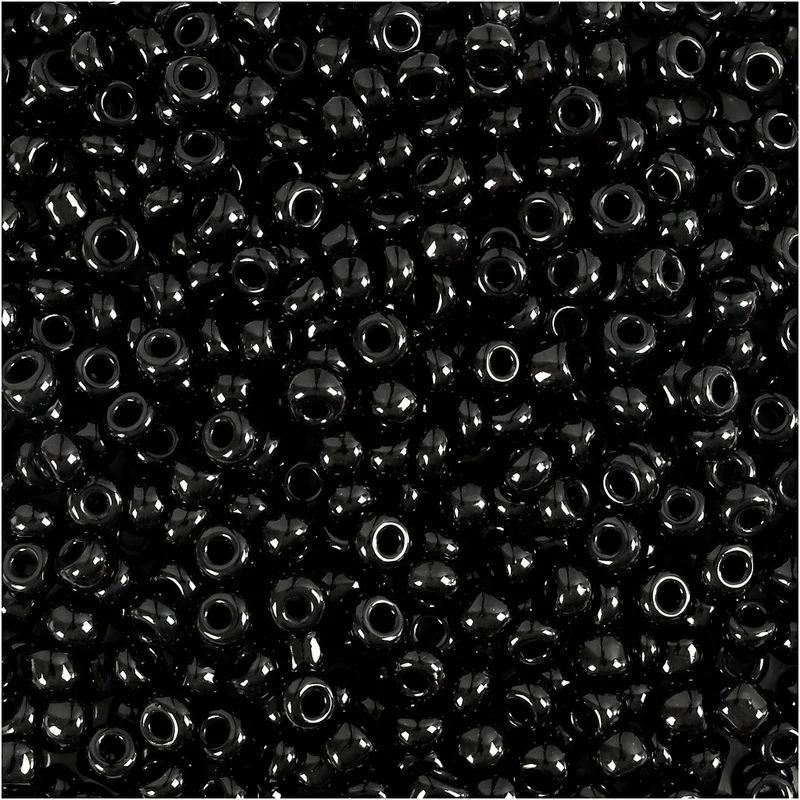 Rocailleperlen, D 3 mm, Größe 8/0, Lochgröße 0,6-1,0 mm, Schwarz, 500 g/ 1 Pck [HOB-682342]