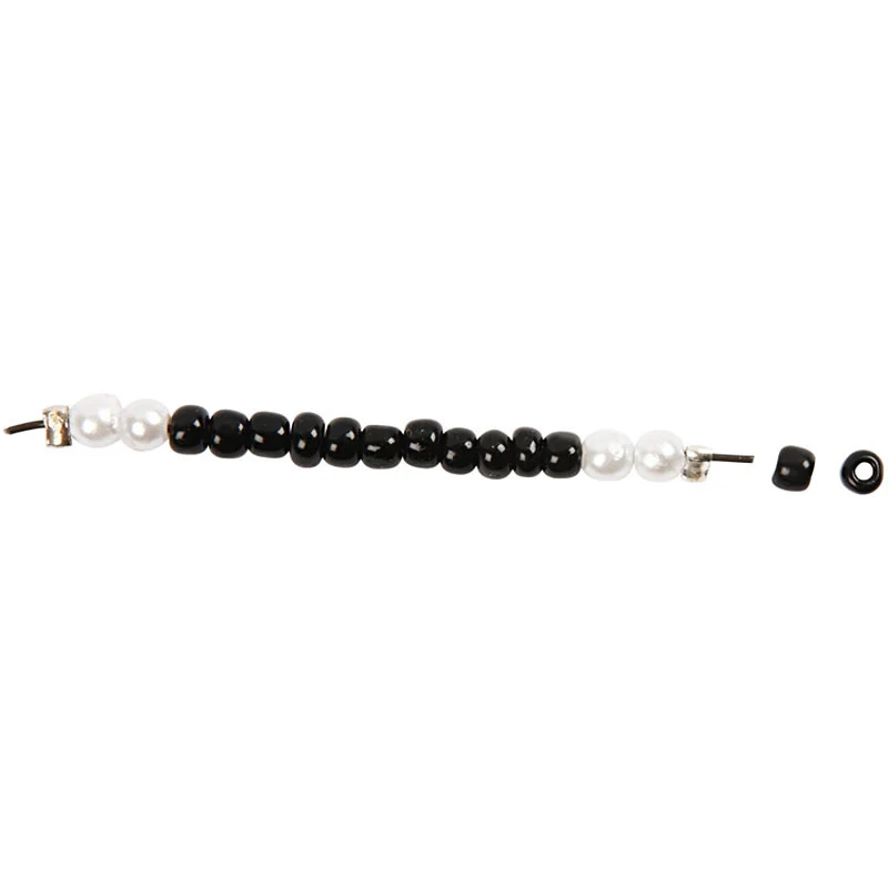Rocailleperlen, D 3 mm, Größe 8/0, Lochgröße 0,6-1,0 mm, Schwarz, 500 g/ 1 Pck [HOB-682342]