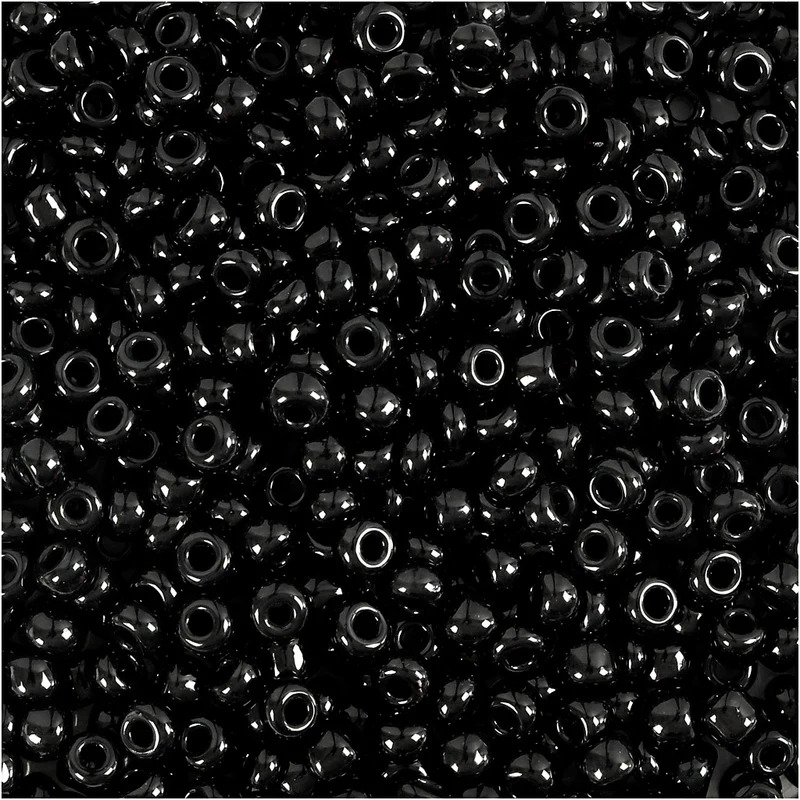 Rocailleperlen, D 3 mm, Größe 8/0, Lochgröße 0,6-1,0 mm, Schwarz, 25 g/ 1 Pck [HOB-682341]