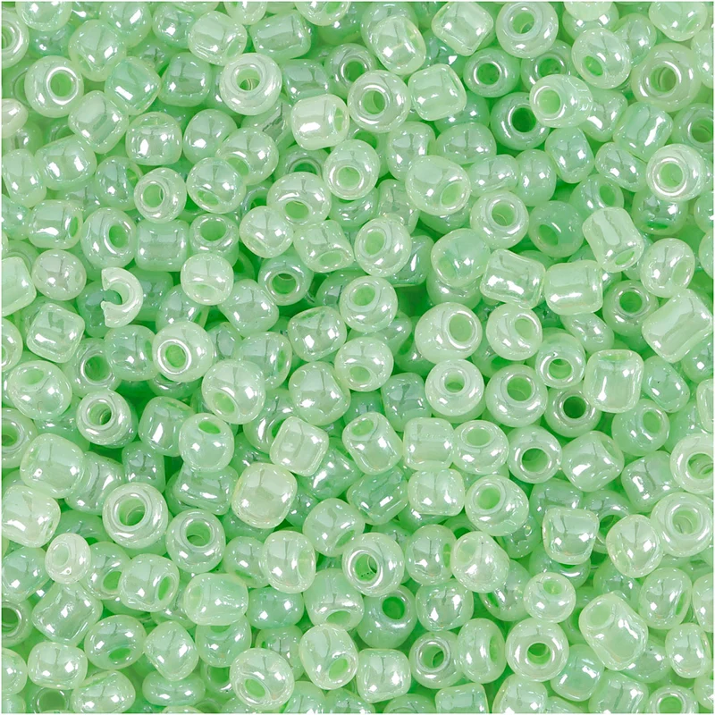 Rocailleperlen, D 3 mm, Größe 8/0, Lochgröße 0,6-1,0 mm, Hellgrün, 25 g/ 1 Pck [HOB-682311]