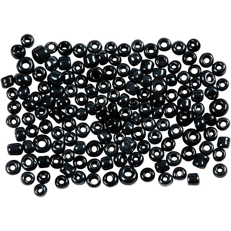 Rocaille Seed Beads, Schwarz metallic, D 3 mm, Größe 8/0 , Lochgröße 0,6-1,0 mm, 500 g/ 1 Pck [HOB-682282]